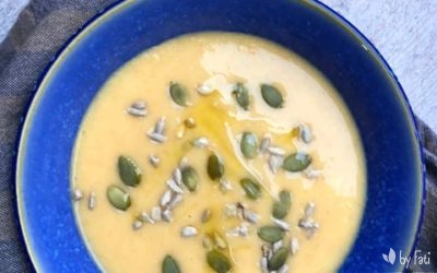 Crema de chirivía y ajos asados