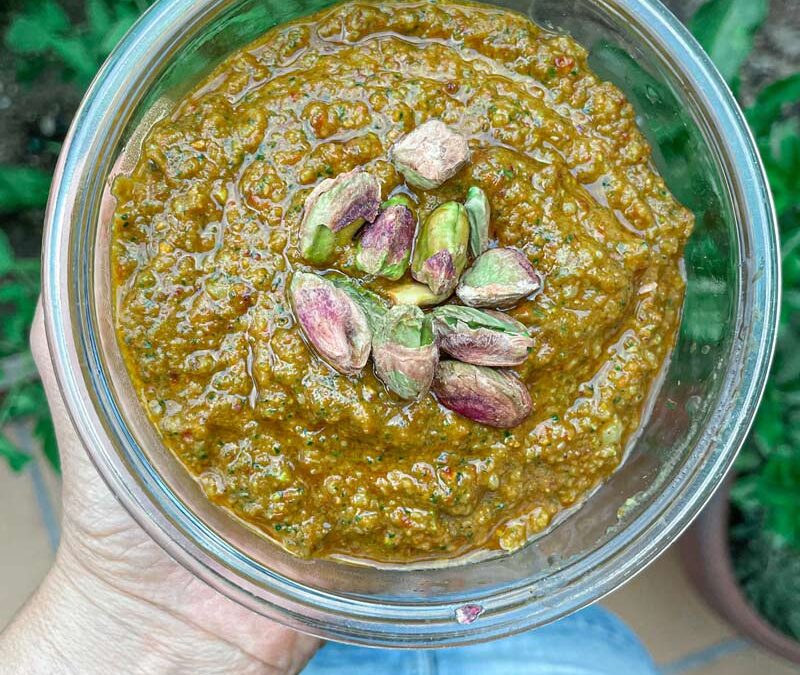 Pesto de Tomates Secos, Rúcula y Pistachos